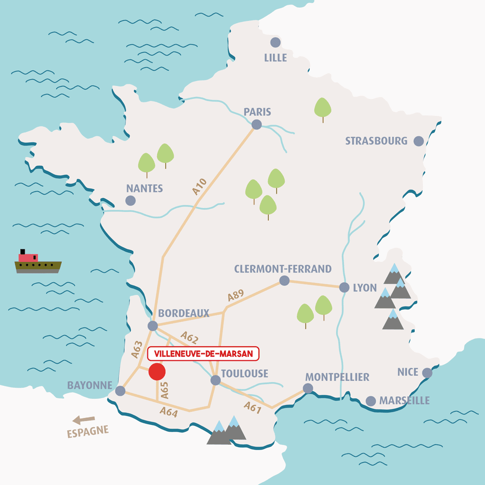 Carte Villeneuve-de-Marsan